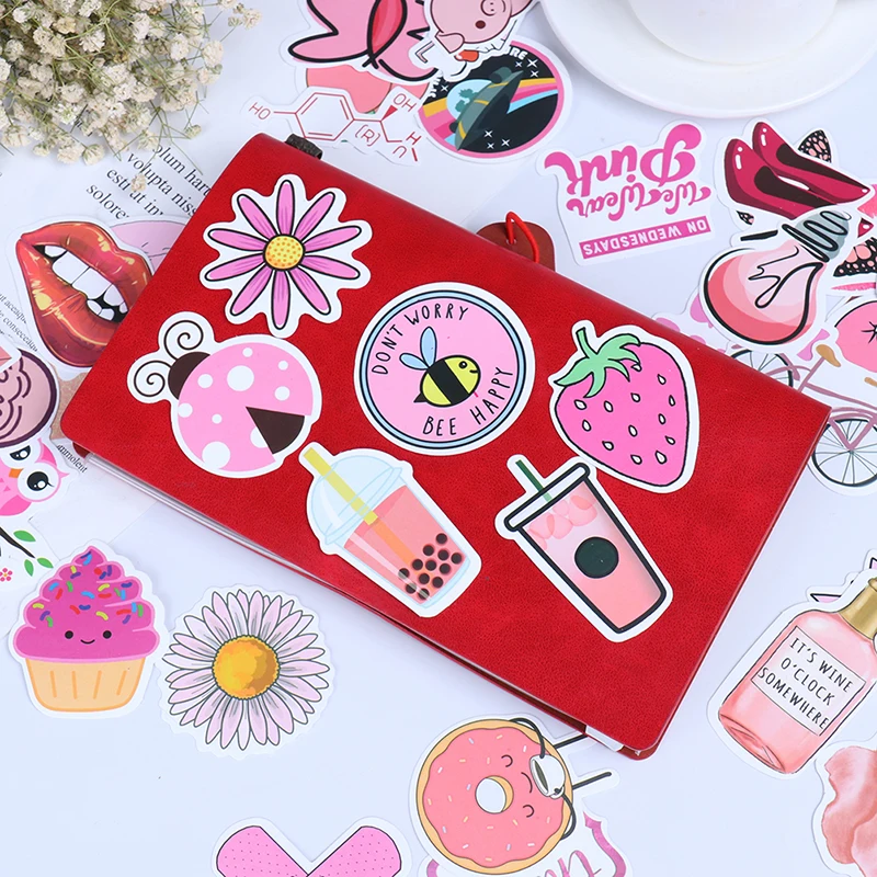 

50Pcs Fashion PVC Waterproof Girls Kawaii Fun Sticker Toys Luggage Stickers for Motor Car & Suitcase Laptop Decals Stickers