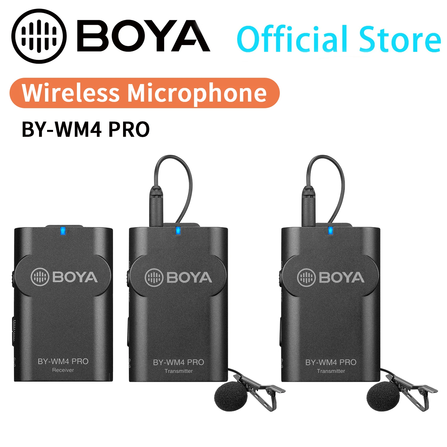 BOYA BY-WM4 PRO 2.4GHz Condenser Wireless Lavalier Lapel Microphone for PC iPhone Android Smartphone Xiaomi Huawei DSLRs Cameras