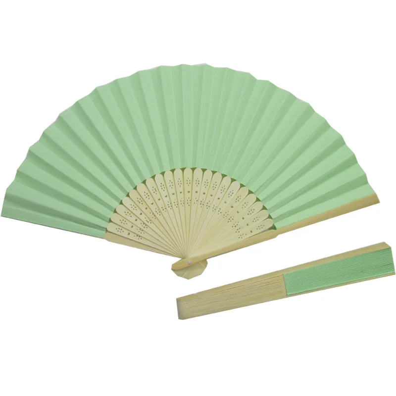 30 шт. в партии одноцветные бамбуковые ребрышки складывающиеся бумажные веера для