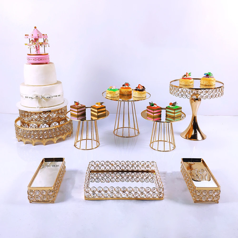 Новое поступление 9 шт. Золотая зеркальная подставка для кексов Кристальный