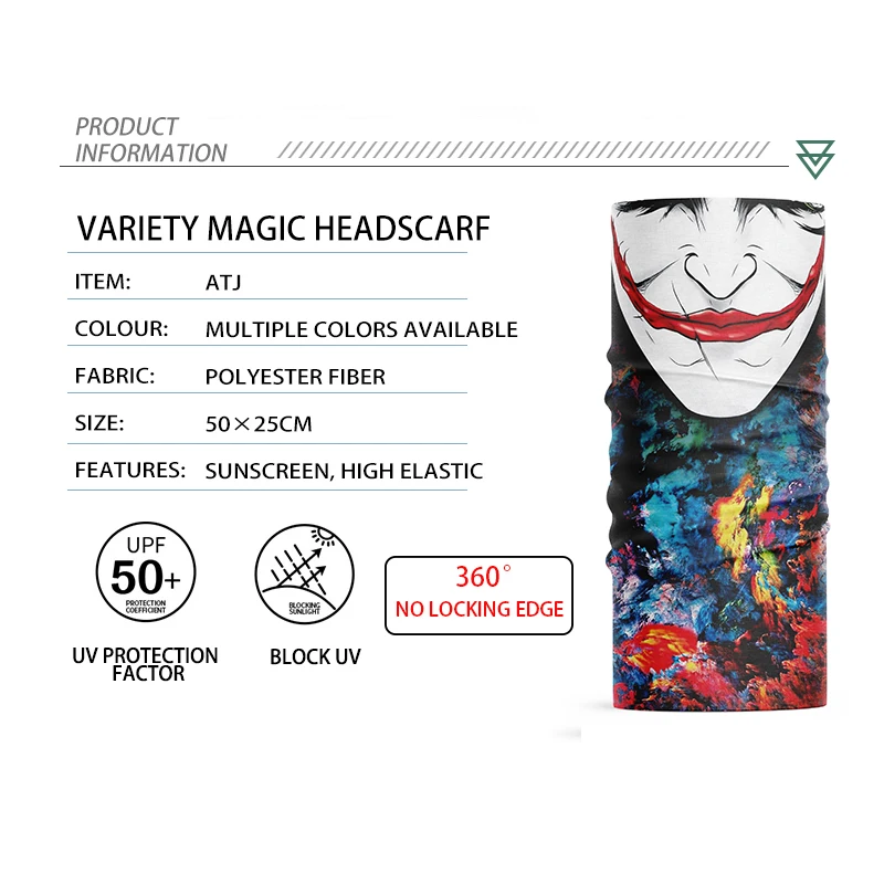 3D повязки на голову с черепом шарф кольцо шарфы трубчатая защита велосипедная