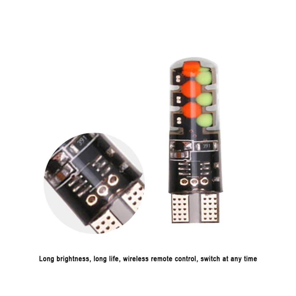 

2Pcs W5W RGB 12SMD COB Canbus T10 LED Bulb 194 168 Car With Remote Controller Flash Strobe Reading Wedge Light Clearance Lights
