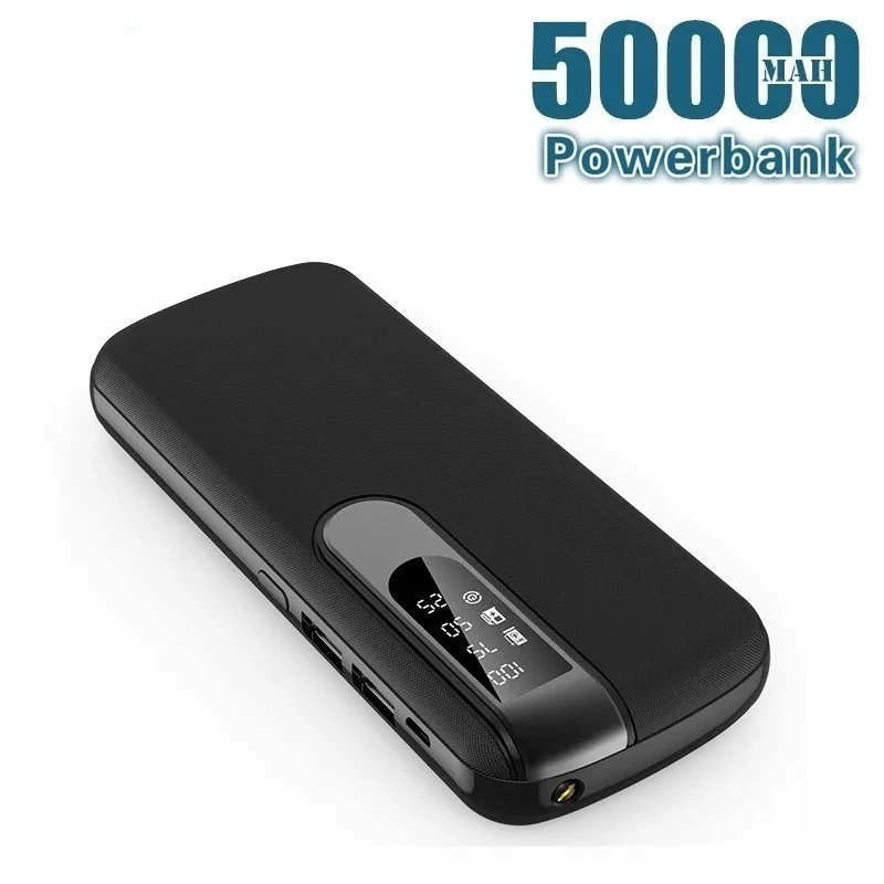 

50000 mAh Power Bank Portable Phone Charger Large Capacity Powerbank Outdoor Travel LCD Digital Display LED Lighting Poverbank