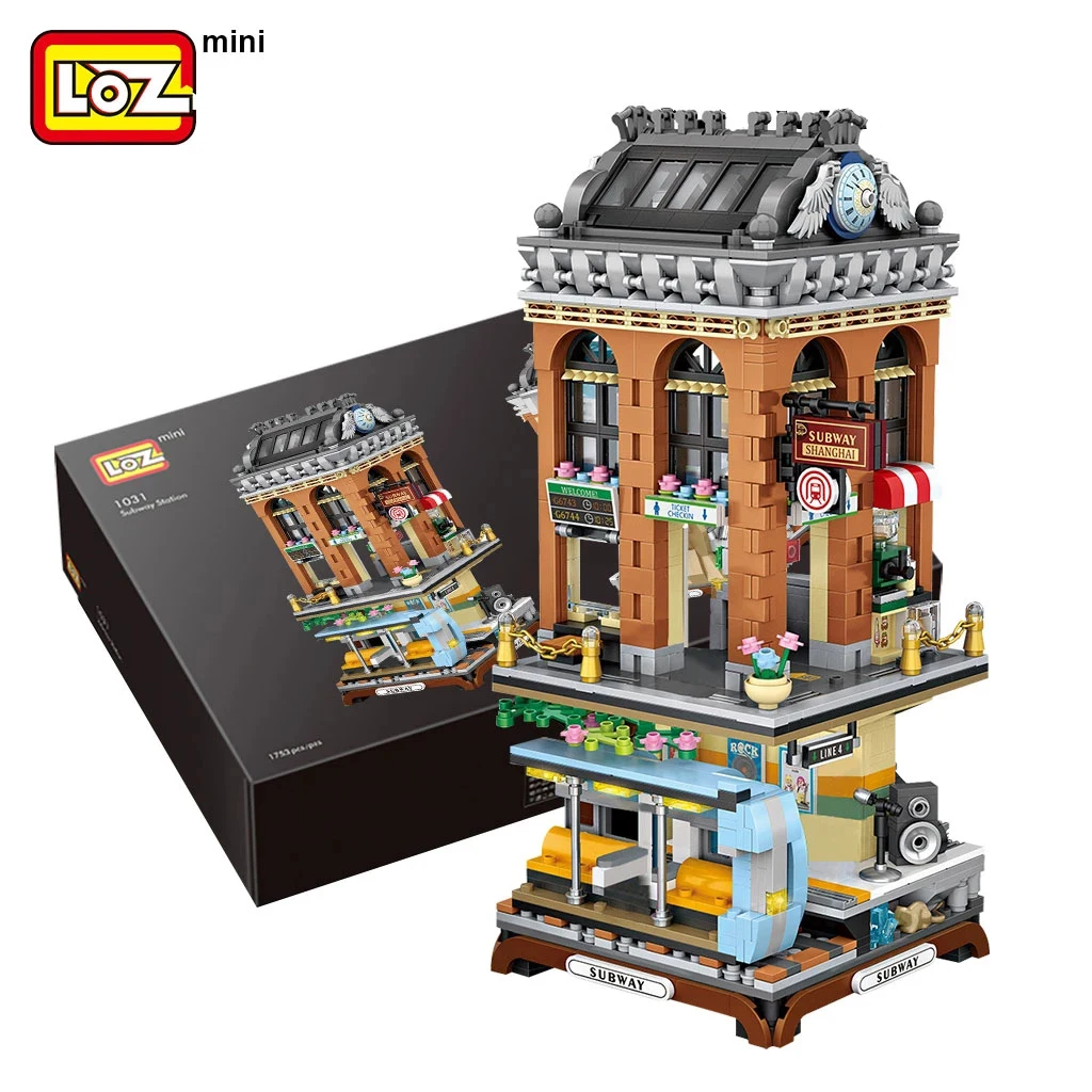 

1753pcs LOZ Mini Blocks City Subway Station Platform Model DIY Building Blocks European-style Bricks Toy For Friends Gifts