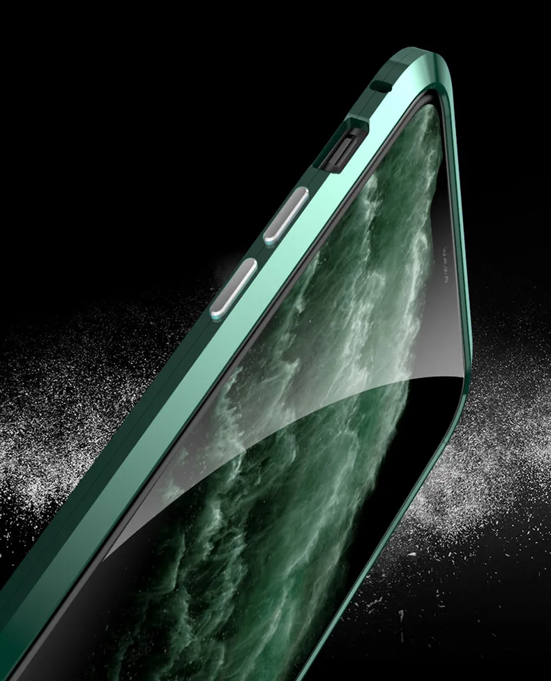 Металлический магнитный адсорбционный чехол для iphone 11, чехол из закаленного стекла для iphone 11 pro max, Новые Чехлы, бампер, чехол