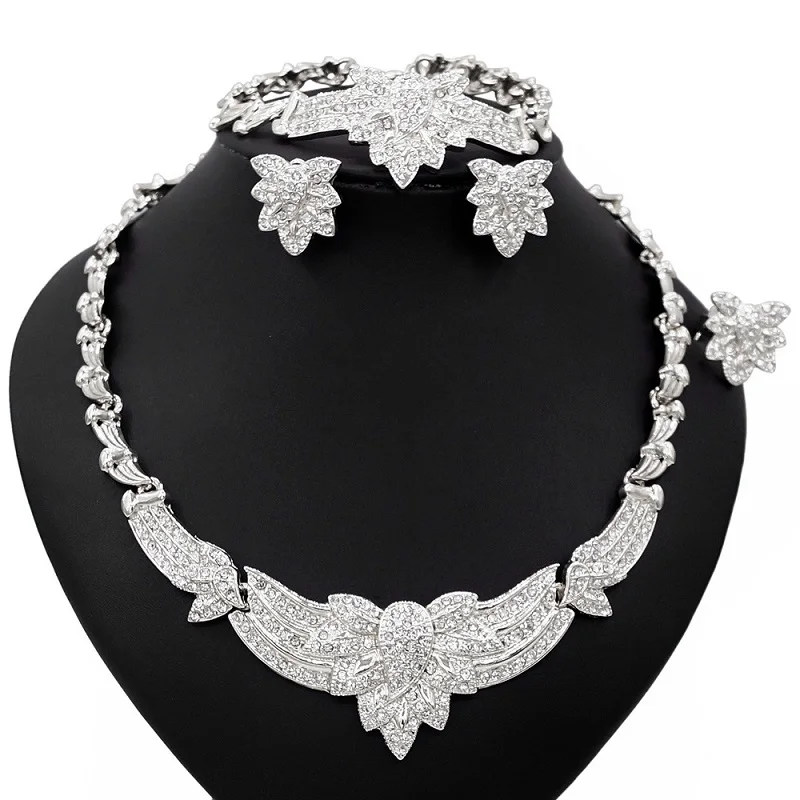 

Yulaili Ретро I Love You Xoxo цветы объятия и поцелуи Ювелирные наборы Стразы: ожерелье, серьги, браслет и кольцо, ювелирные изделия набор