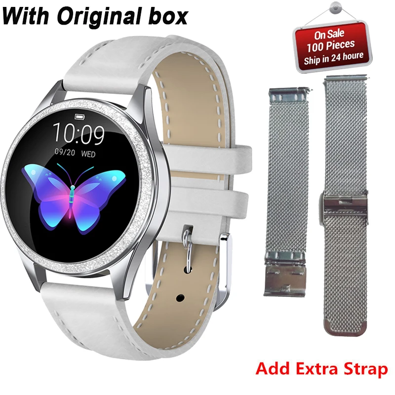 add extra strap KW20 женские Смарт-часы, модный прекрасный браслет, монитор сердечного ритма, мониторинг сна, умные часы для IOS Android PK H8 S3 KW10, ремешок - Цвет: add extra strap