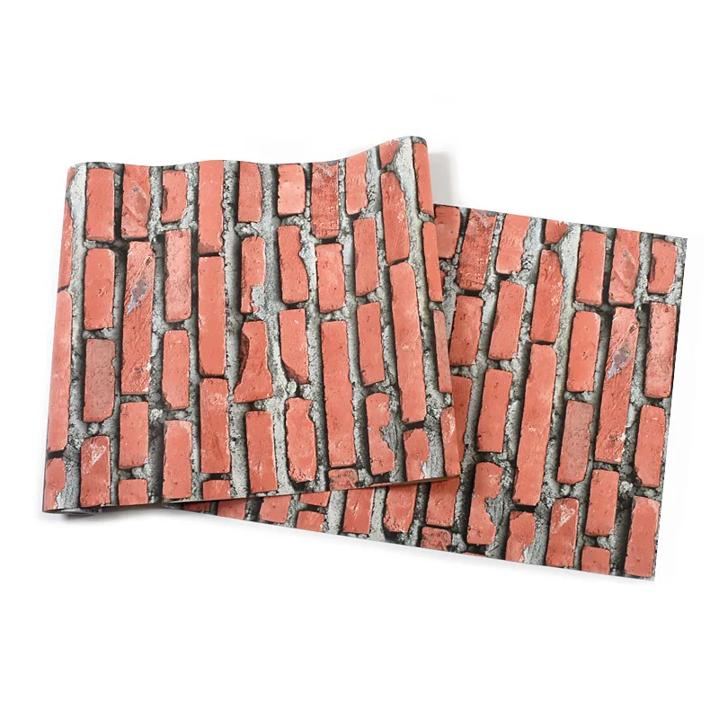 

Vintage Huai Old 3D Simulation Brick Pattern Red Brick Brick Wallpaper Cafe Bar Restaurant Red Brick Wallpaper