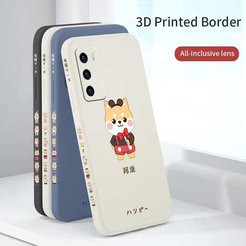 

The Cartoon Dog Case For Huawei P40 P40Lite P30 P20 Mate 40 40Pro 30 20 Pro Lite P Smart 2021 Y7a Liquid Silicone Cov