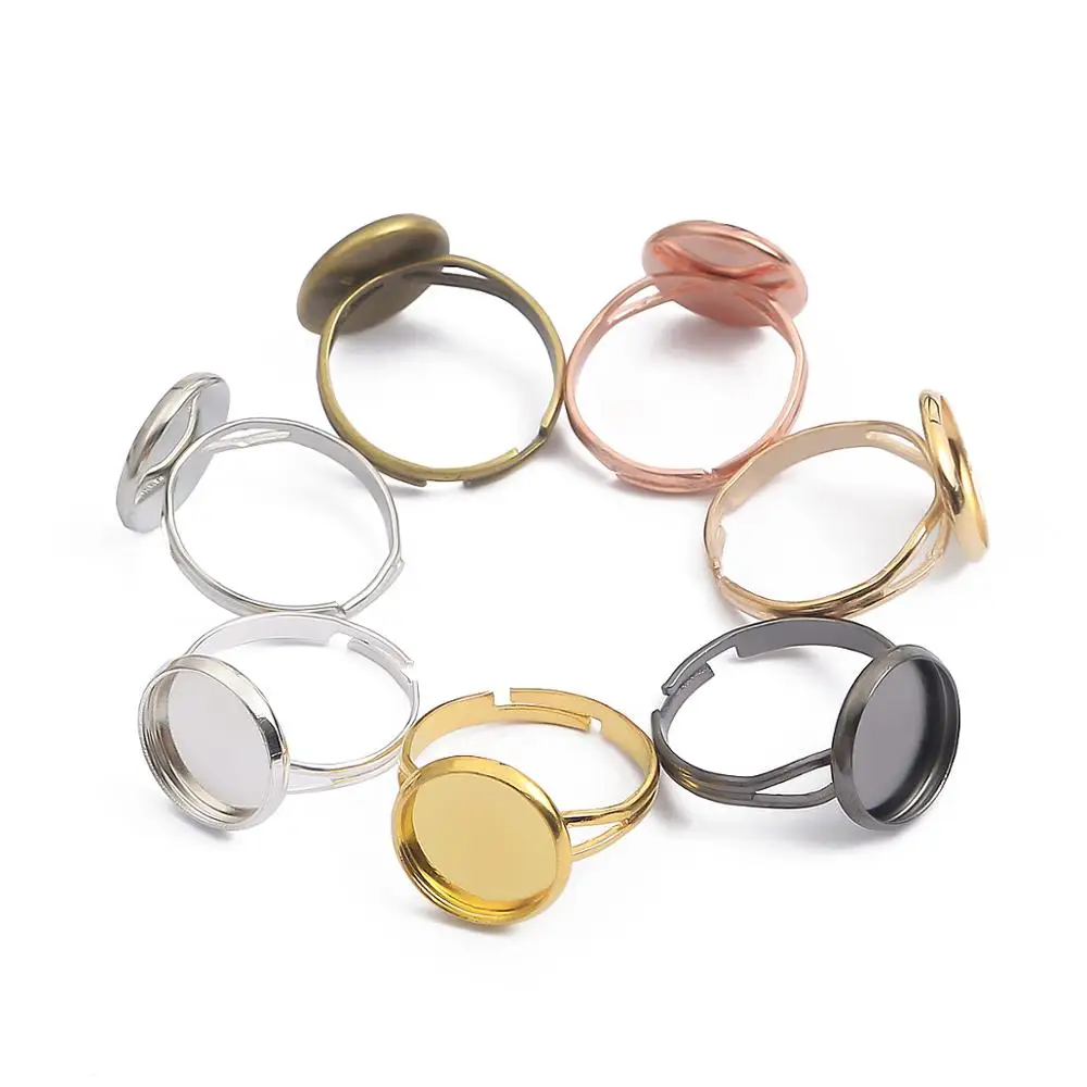 

10 шт./лот железо 8 м/10/12/14/16/18/20/25 мм регулируемое пустое кольцо основание подходит для стеклянных кабошонов лоток ювелирных изделий Diy Изготов...
