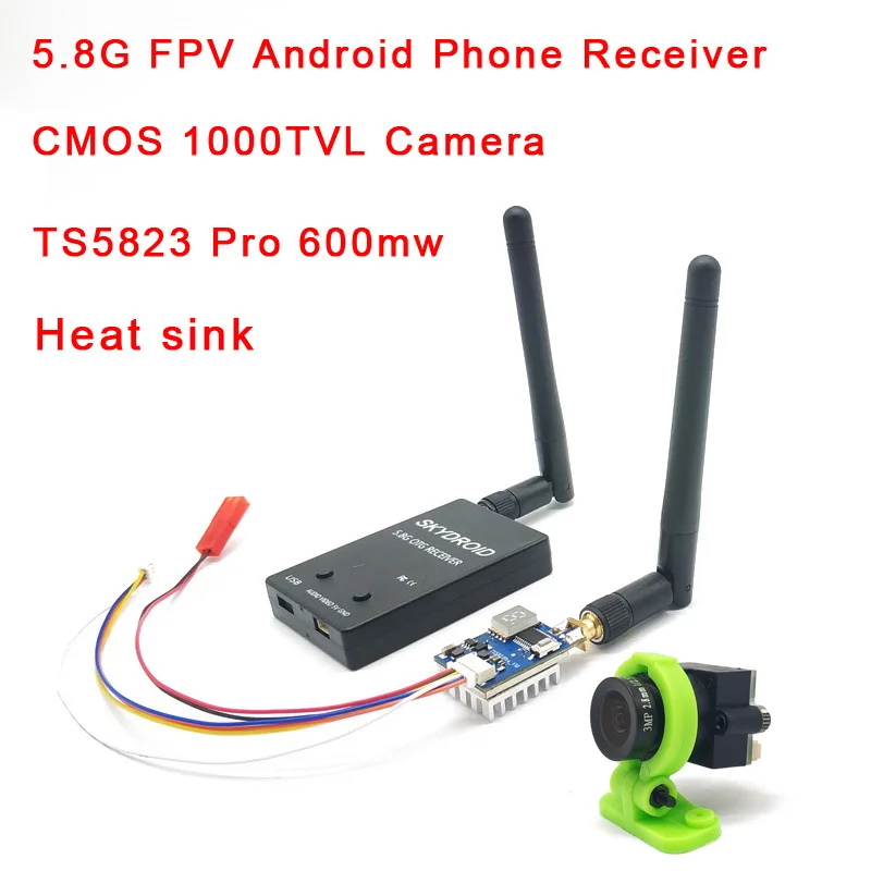 Готов к использованию 5 8G FPV приемник UVC видео Downlink OTG VR Android телефон + 600mw передатчик