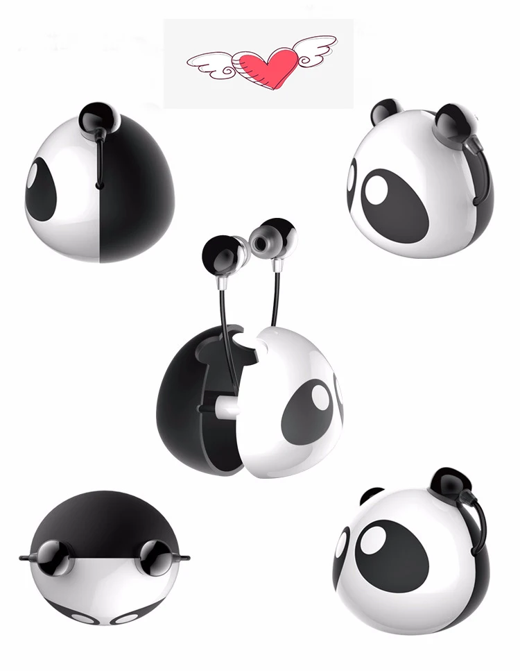 С изображением милой панды проводной вкладыши наушники 3 5 мм стерео