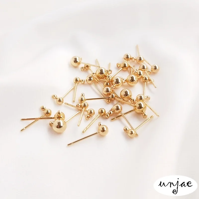 

14K bag gold color-preserving ball pin peas earrings with hanging ring bead pin with ring diy jewelry earring material