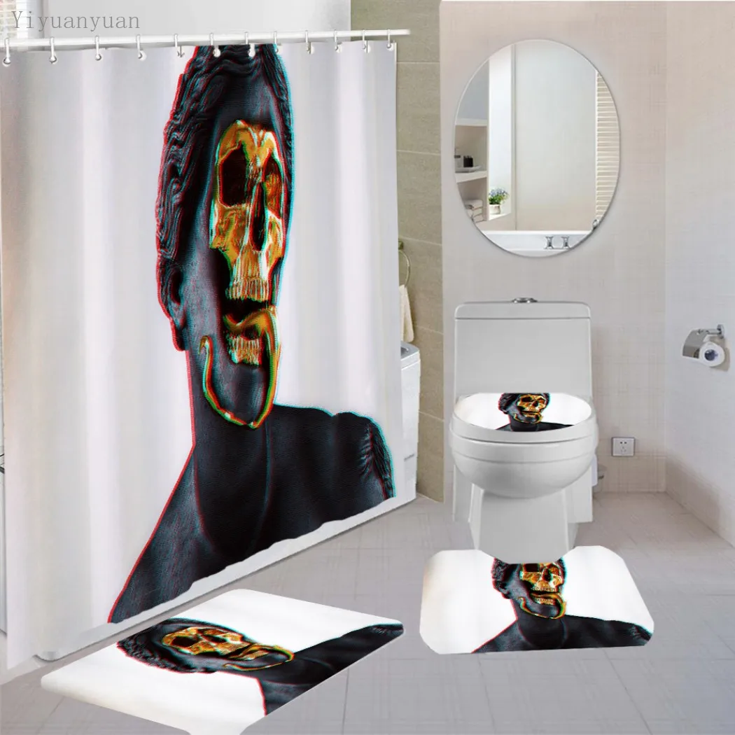 

Современная Художественная занавеска для душа с изображением Дэвида, черепа, самурая, научная фантастика, стильная занавеска для ванной, ко...