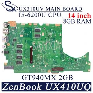 kefu ux310uv laptop motherboard for asus zenbook ux410uq 14 inch ux410u ux310u original mainboard 8gb ram i5 6200u gt940mx 2gb free global shipping