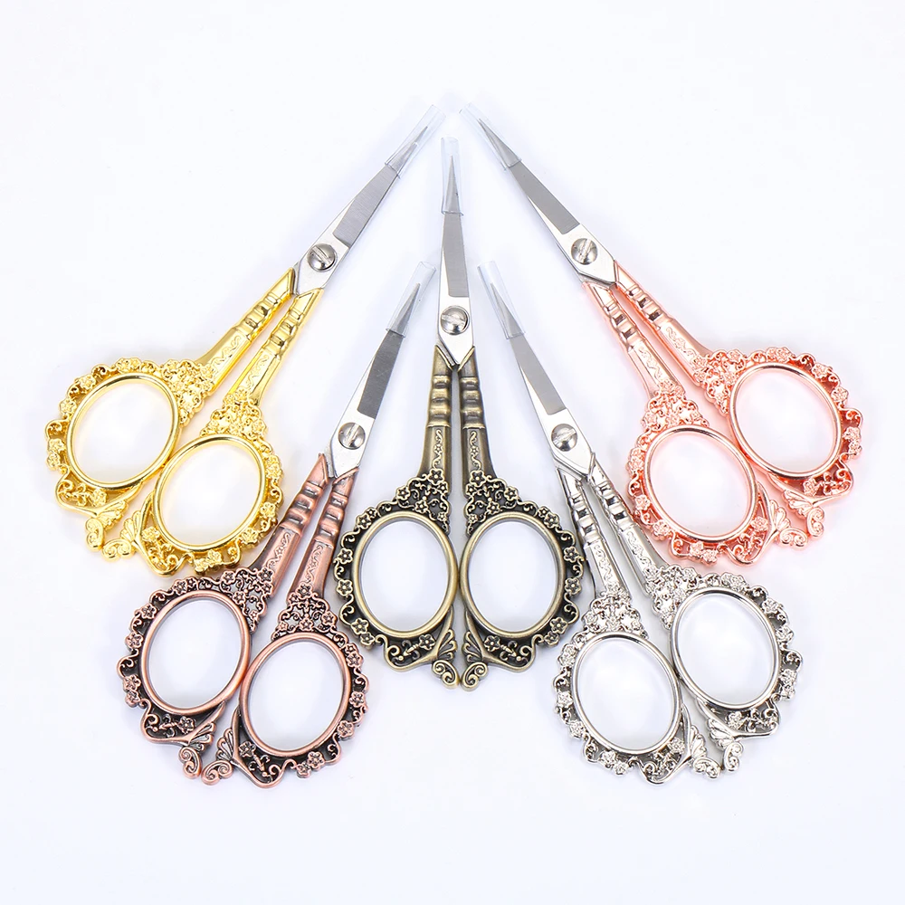 

1PC Multifunction Stainless Steel Vintage Scissors For Nails Durable Gold Silver Retro Flower Cuticle Cutter Manicure Pedicure