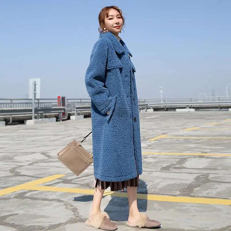 Женское пальто из искусственной овчины зимняя повседневная куртка овечьей