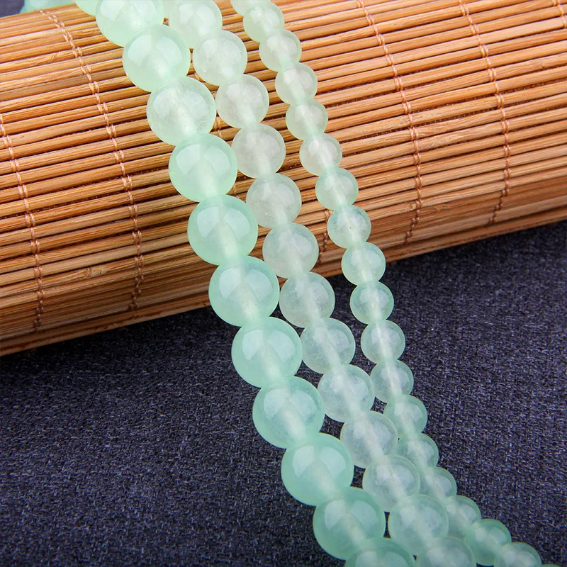 Бусины Из Натурального халцедона класса А 4 мм 6 из полированного зеленого камня