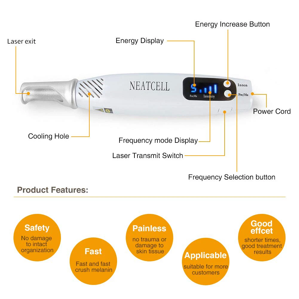 

Rechargeable Laser Picosecond Pen With Protective Glasses Red Blue Removing Tattoo Scar Freckle Mole Dark Spot Professional
