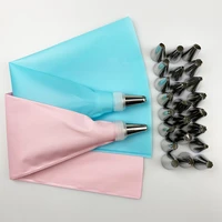 26 pcsset silicone pastry bag tips kitchen diy icing piping cream reusable pastry bags 24 nozzle set cake decorating tools