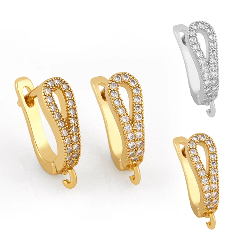 

OCESRIO DIY Handmade Earring Hooks Zircon Silver Color Earrings Making Pendants Luxury Jewelry Making Accessories erha001