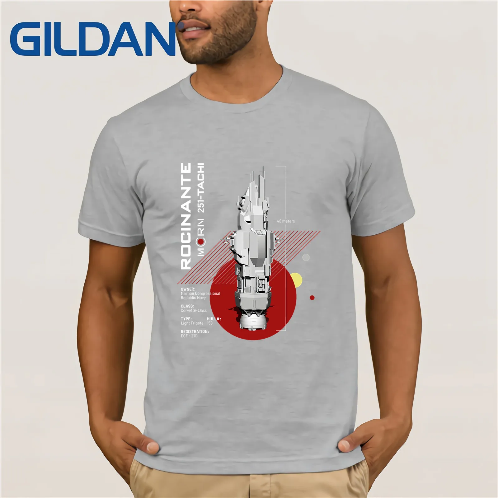 The Expanse Rocinante shipping Летняя мужская футболка с коротким рукавом - Цвет: light grey