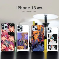 jojo anime cartoon phone case black color for iphone 13 12 11 mini pro x xr xs max 6 6s 7 8 plus se cover coque