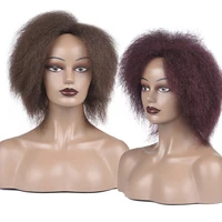 afro yaki straight wig for women african dark brown black red color synthetic short wig cosplay hair