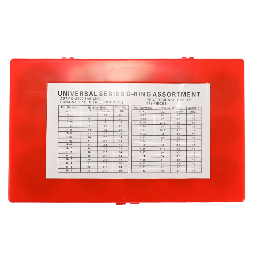 419 шт. набор уплотнительных прокладок универсальный комплект колец NBR резиновое
