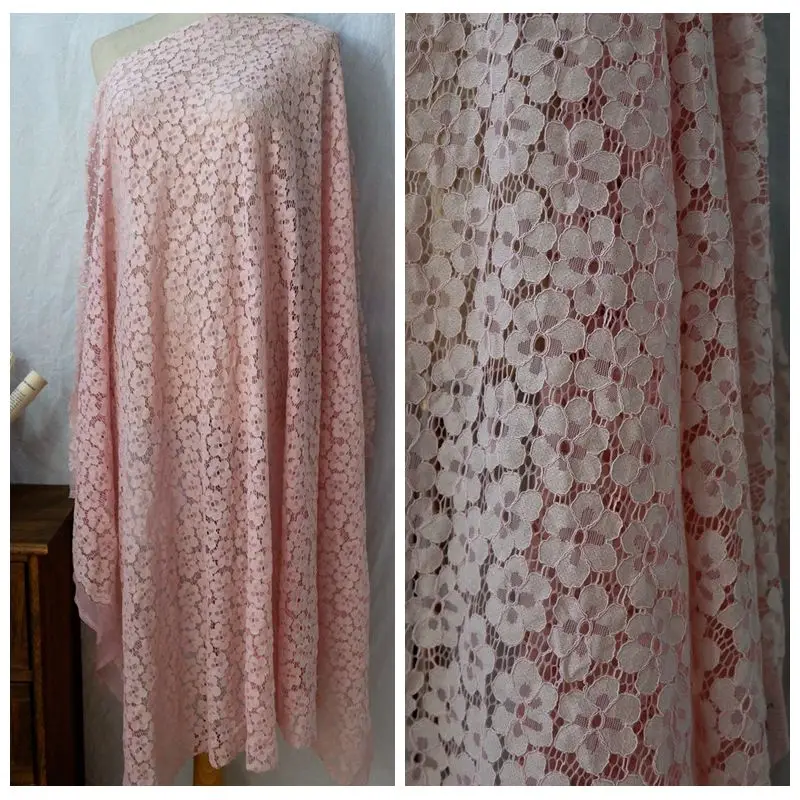 

GLace 1M/Lot Hollow flowers pink no elastic lace fabric home decoration clothing skirt accessories material TX1589