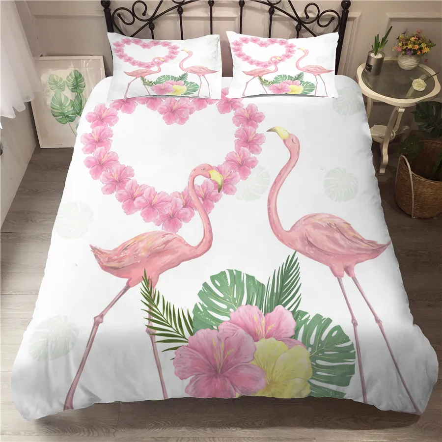 

Комплект постельного белья с 3D-принтом, пододеяльник, Комплект постельного белья, домашний текстиль с фламинго для взрослых, постельное бел...