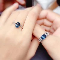 lab sapphire ring real 925 sterling silver emstone rings for women wedding engagement jewelry gorgeous promise