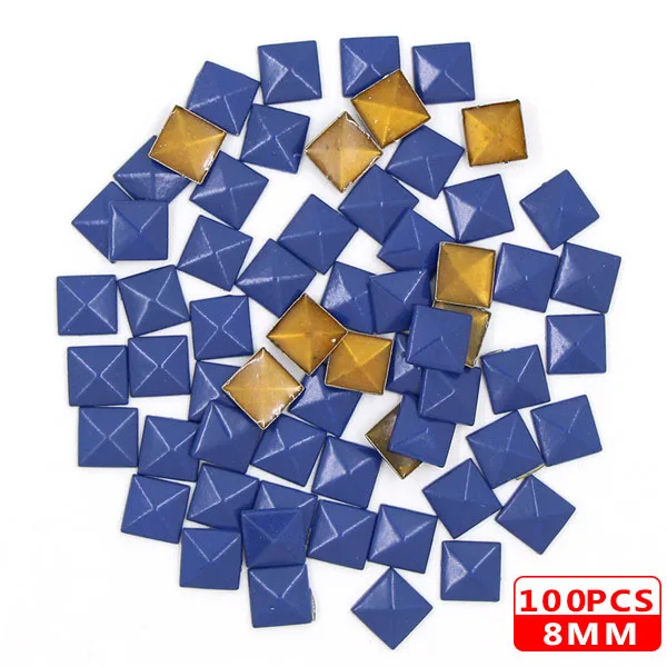 8MM Square Purple 100 шт Горячая фиксация шпильки медь звезда квадратный череп стразы железные заклепки для одежды металлические заклепки DIY панк аксессуары для одежды - Цвет: 8MM Square Purple