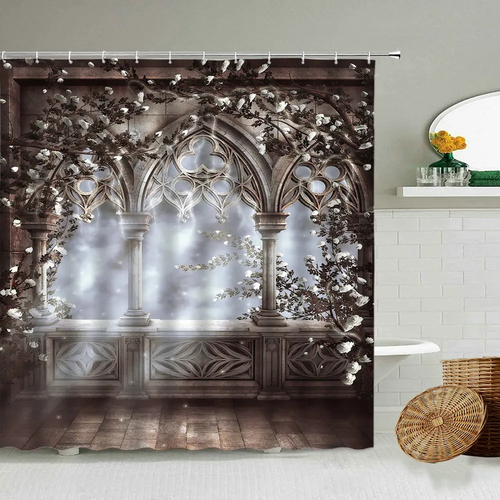 Европейская Архитектура мечты розы цветок душевая занавеска романтический