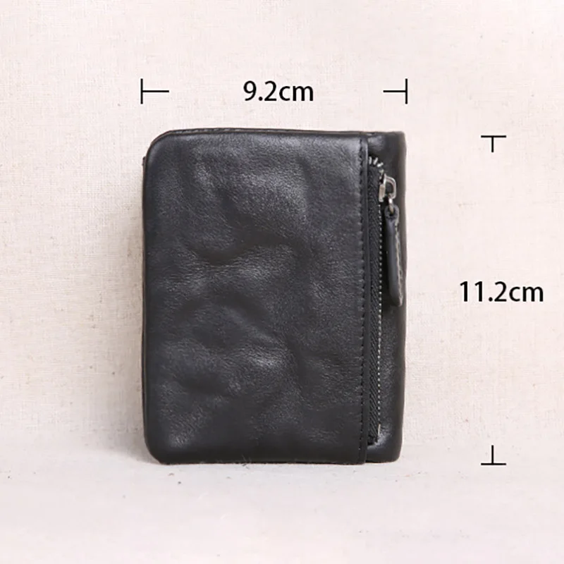 Мужской короткий кожаный кошелек AETOO маленький ручной работы в стиле ретро зажим