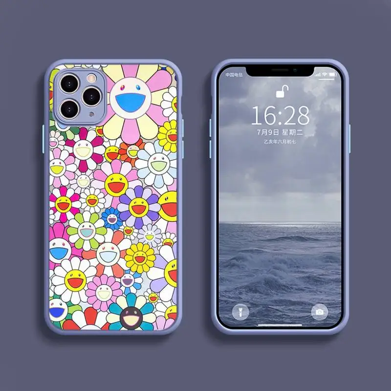 

Smiley Flower Phone Case Transparent Matte For IPhone 7 8 11 12 S Mini Pro X XS XR MAX Plus Cover Shell