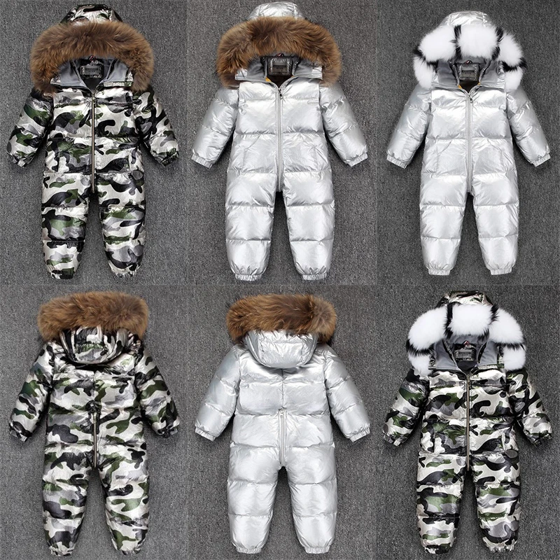 2022 Boy Baby Jacket 80% Duck Down Outdoor Infant Clothes Girl Boys Kids Jumpsuit 2~5y Russian Winter Snowsuit warm baby clothes