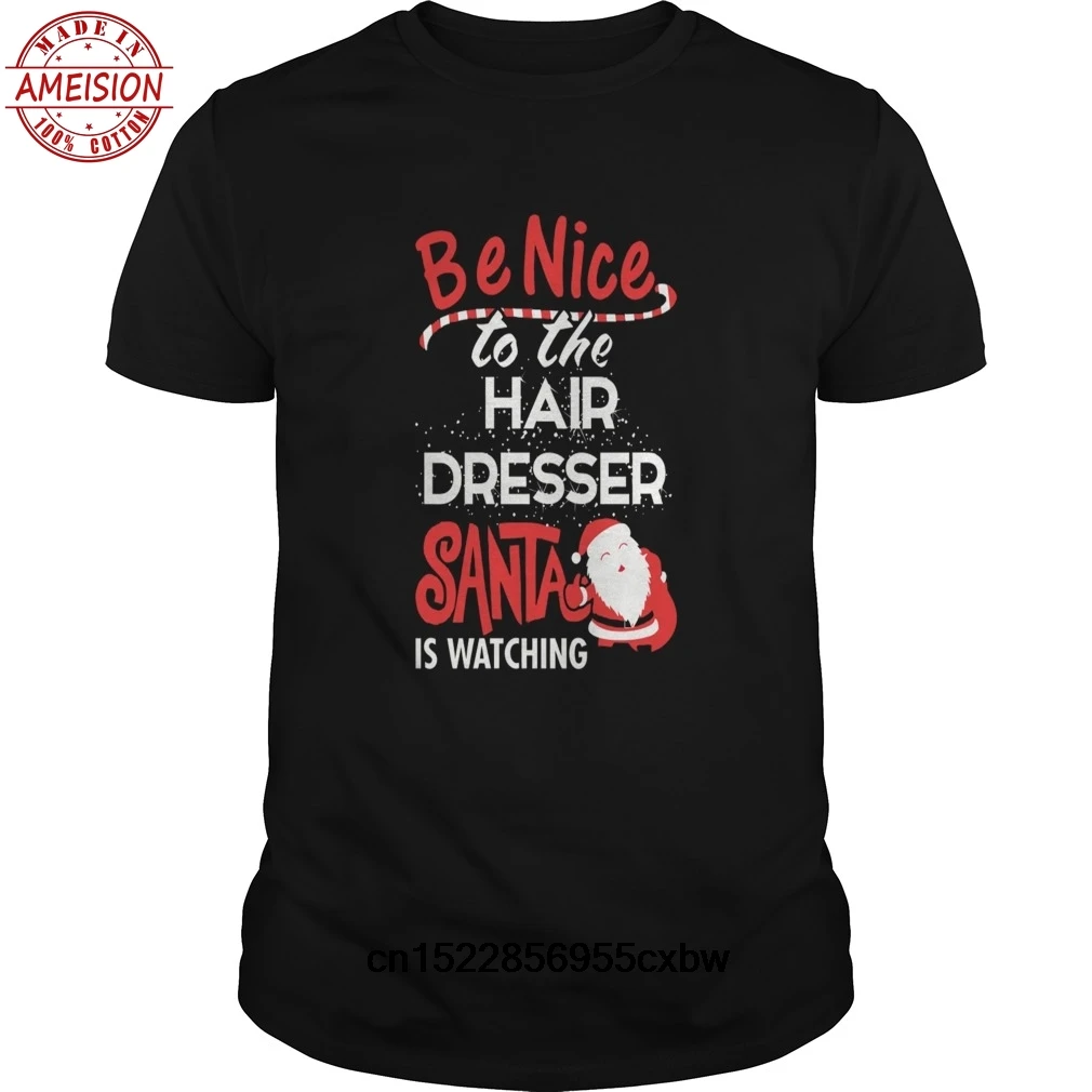 Забавная Мужская футболка новинка быть милым для Парикмахерская Санта-это