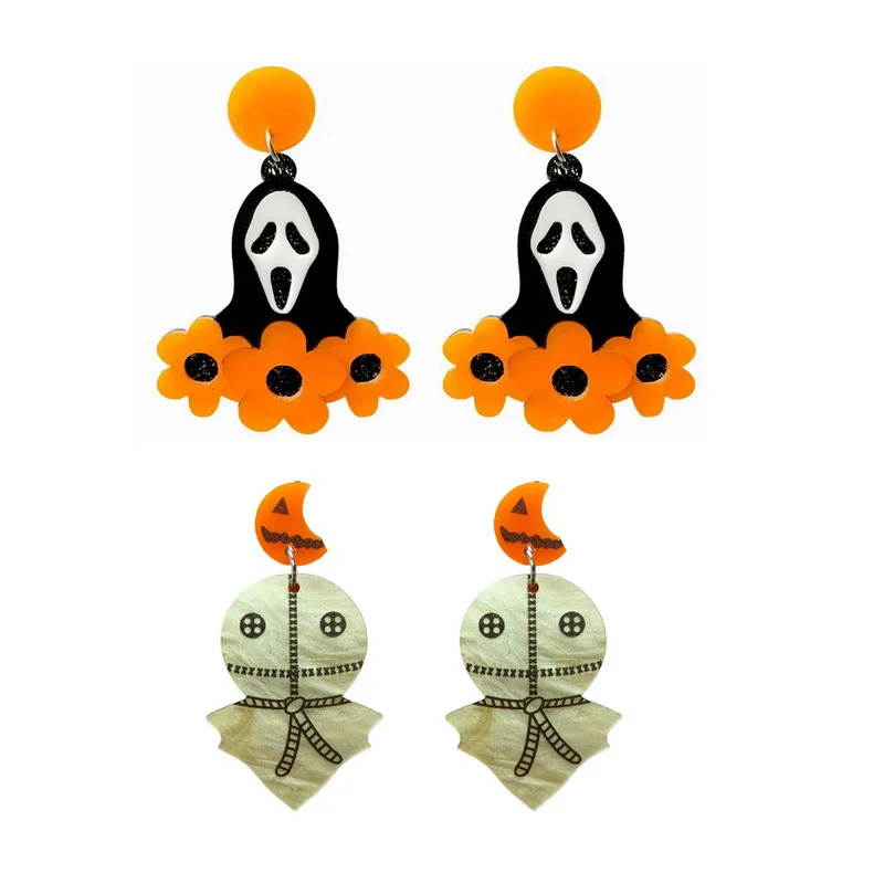 

ZF3508 1pair Halloween Series Lovely Cartoon Shape Ear Stud Earrings For Women Girls Cute Earrings Fashion Accessories Jewelry