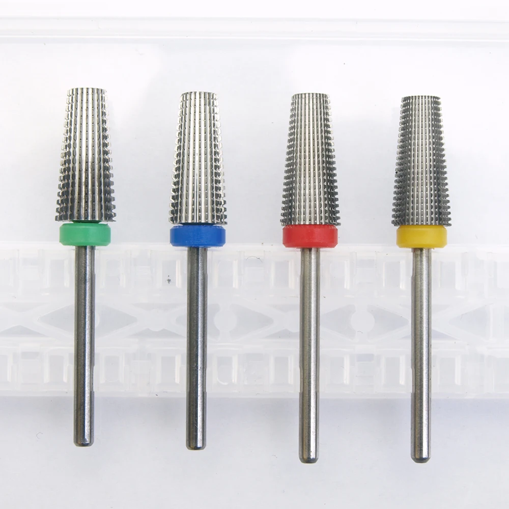 4 in 1 Tapered Safety Carbide Nail Drill Bits With Cut Drills Carbide Milling Cutter For Manicure Remove Gel Nails Accessories