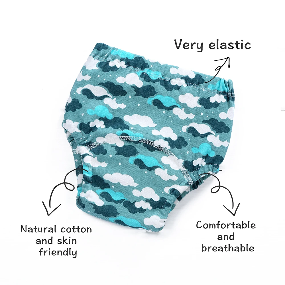 

New Baby Diapers Reusable Training Pants Washable Changing Nappy Cloth Diaper Waterproof Cotton Potty Panties 4 Layers Crotch