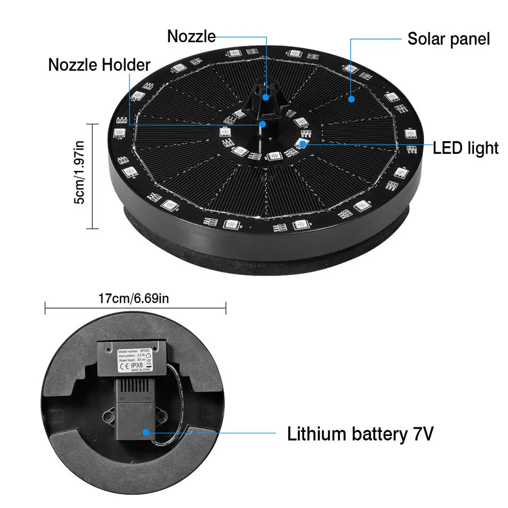 

Solar Fountain Gorgeous LED Marquee Swimming Pools Fountain Two In One LED Solar Fountain Landscape Lamp Battery Solar Fountain