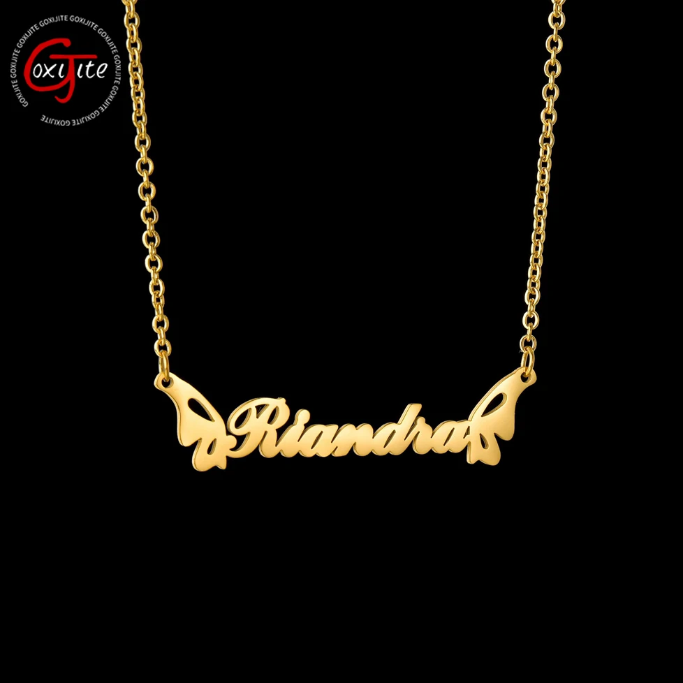 

Ожерелье Goxijite женское из нержавеющей стали с двумя бабочками