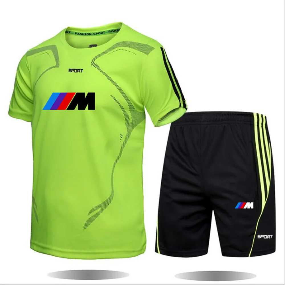 

Spring and summer men's sportswear suit short sleeve + shorts men's running 2-piece football gym fitness T-shirt + shorts suit