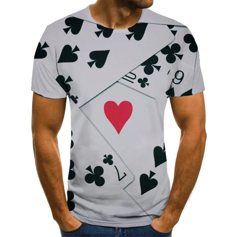 

2021 Poker T-shirt Playing Card Clothes Shirt Las Vegas T-shirt Clothing Tops Men Funny 3D Printing T-shirt Oversized XXS-6XL