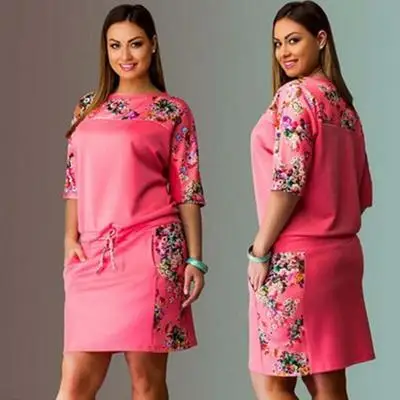Женское платье размера Плюс Xxxl 4xl 5xl 6xl Цветочный принт больших размеров