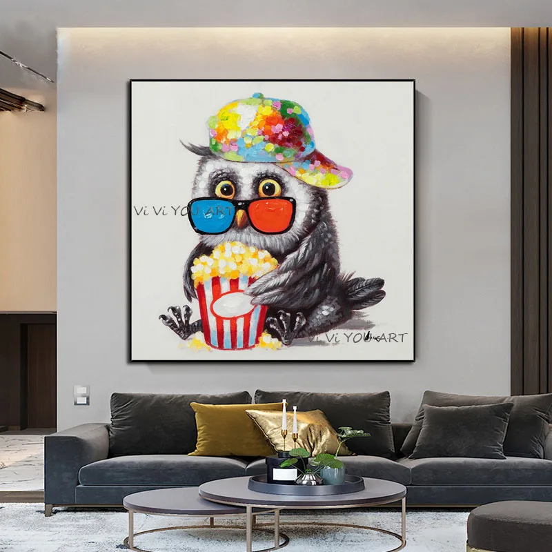 Модная Современная Милая Красочная картина маслом в виде совы абстрактные