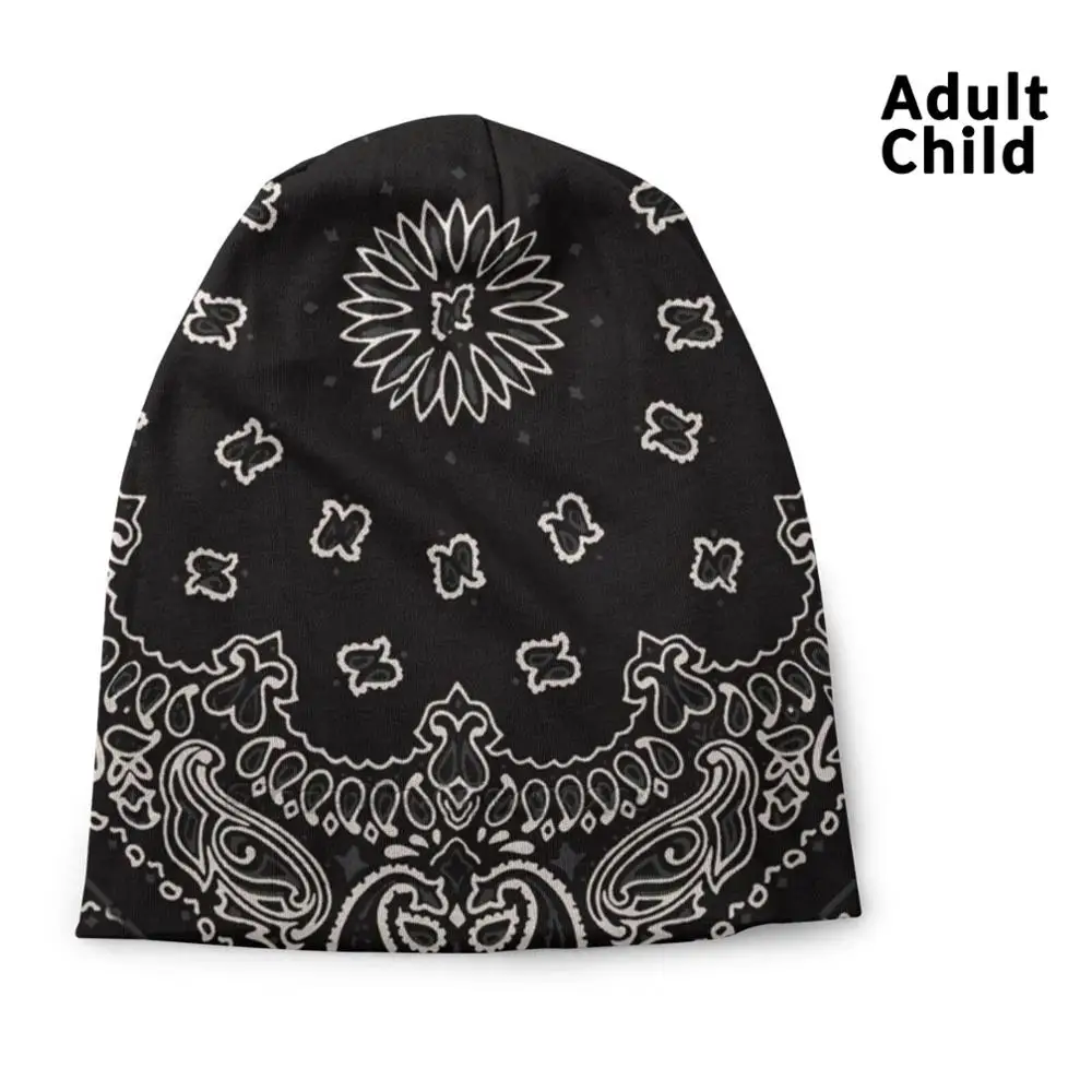 

Bandana Black Hip-Hop Hat Beanie Hat Casual Polyester Knit Cap Bandana Black Classic Texture Vintage Handkerchief 19 Funny