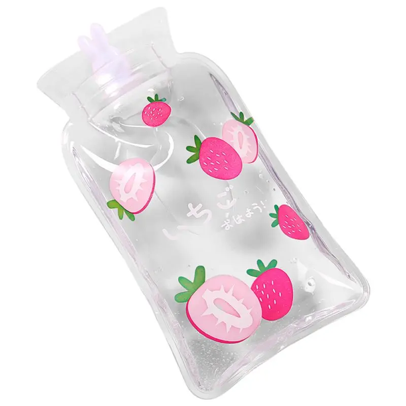 PVC Hot Water Bag Cartoon Clear Hot Water Bottle Portable Hand Feet Warmer Water Injection Bag Water Injection Bag Winter Gift