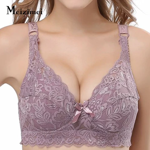 Plus Size 40 90 44 Push Up Lace Bras For Women's Bralette Crop Top BH BCD Underwear Sexy Lingerie Brassiere Girl Summer 36